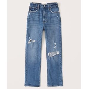 Abercrombie & Fitch ultra high rise ankle straight ripped jean